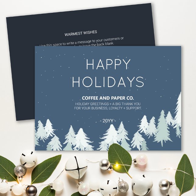 Weihnachts-Weihnachtskarten für Unternehmen Einladung (Xmas Trees Corporate Business Logo Holiday Card)