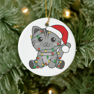 Weihnachts-Weihnachtskatzen Keramik Ornament