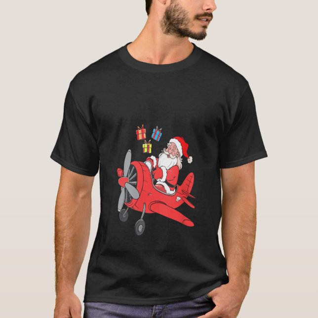 Weihnachts-Weihnachtsklägerin Pilot Flugzeug T-Shirt (Vorderseite)