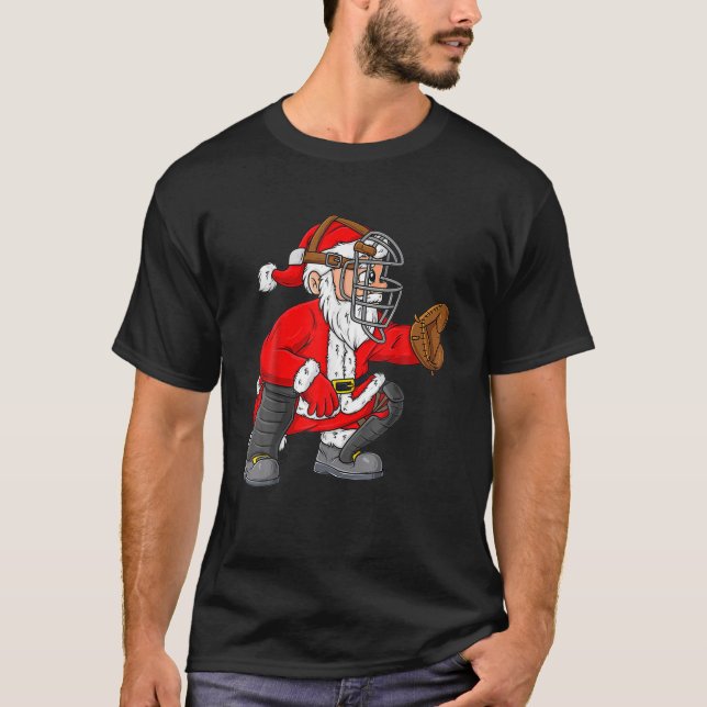 Weihnachts Weihnachtsklaus Baseball Catcher Boys X T-Shirt (Vorderseite)