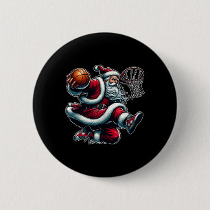 Weihnachts Weihnachtsklaus Dunking A Basketball Bo Button
