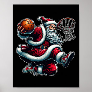 Weihnachts Weihnachtsklaus Dunking A Basketball Bo Poster