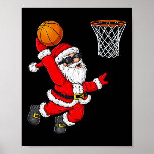 Weihnachts Weihnachtsklaus Dunking A Basketball Bo Poster