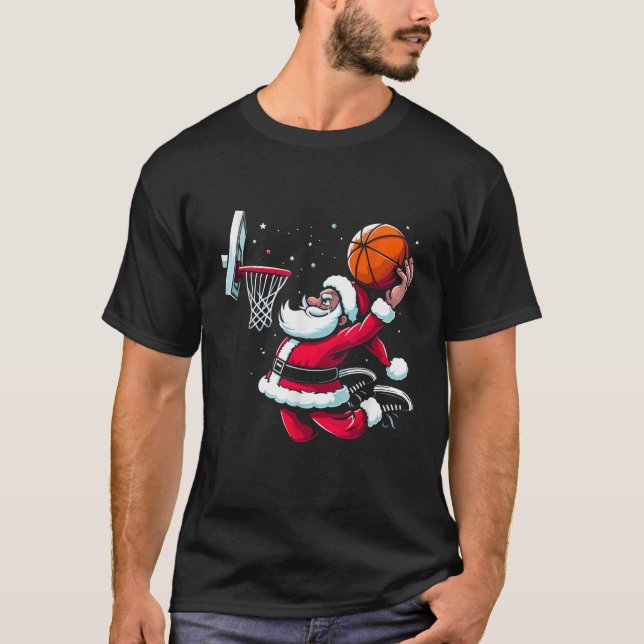 Weihnachts Weihnachtsklaus Dunking A Basketball Bo T-Shirt (Vorderseite)