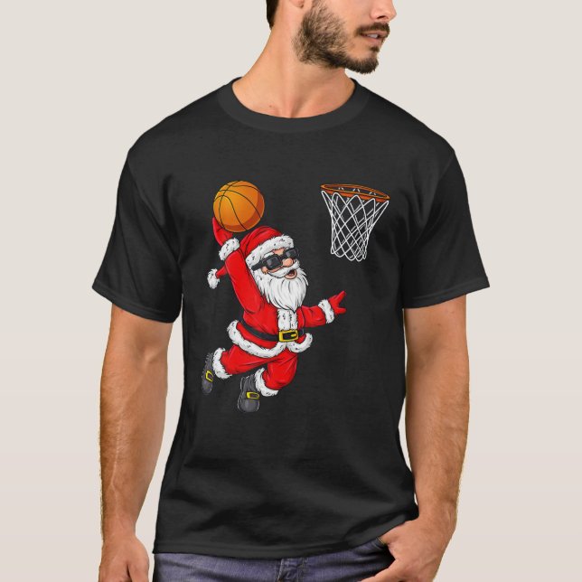 Weihnachts Weihnachtsklaus Dunking A Basketball Bo T-Shirt (Vorderseite)