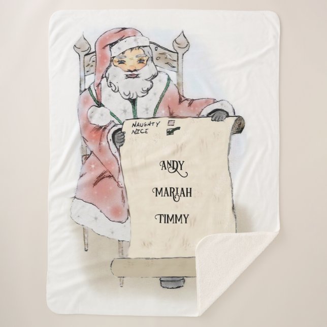 Weihnachts-Weihnachtsklaus Naughty Nice List Blank Sherpadecke (Vorderseite)
