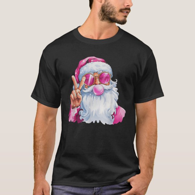 Weihnachts-Weihnachtsklaus Pink-Blase-Gummi T-Shirt (Vorderseite)