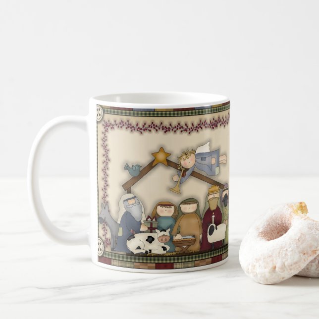 Weihnachts Weihnachtskrippe Kaffee Tasse Cup (Mit Donut)