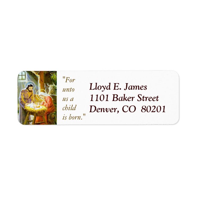 Weihnachts-Weihnachtskrippen-Rücksendeadresse (Vorne)