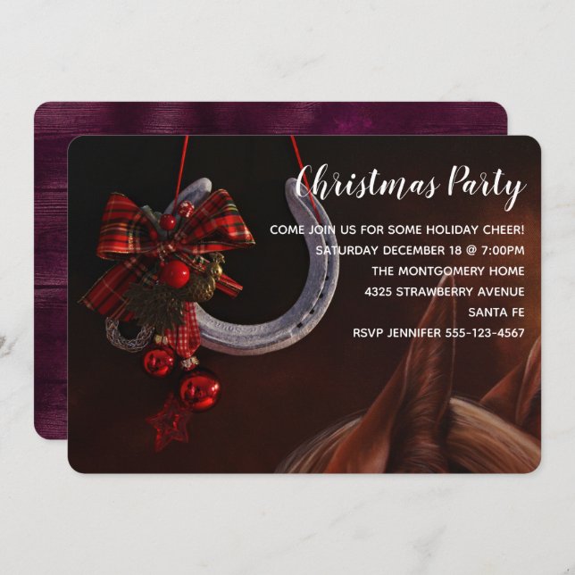 Weihnachts-Weihnachtslieder für Pferde - Foto Einladung (Vorne/Hinten)