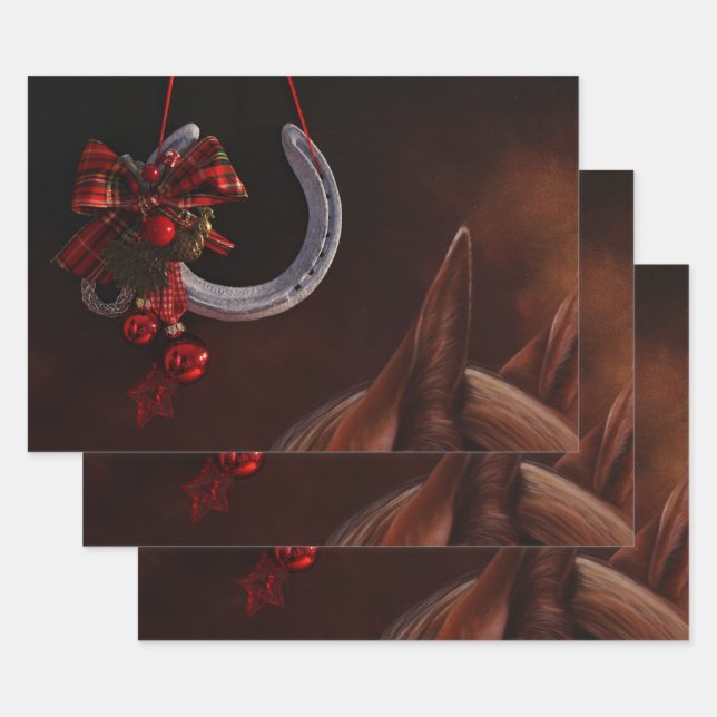 Weihnachts-Weihnachtslieder für Pferde - Foto Geschenkpapier Set (Set)