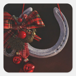 Weihnachts-Weihnachtslieder für Pferde - Foto Quadratischer Aufkleber