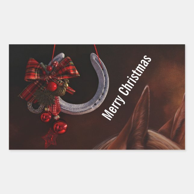 Weihnachts-Weihnachtslieder für Pferde - Foto Rechteckiger Aufkleber (Vorderseite)