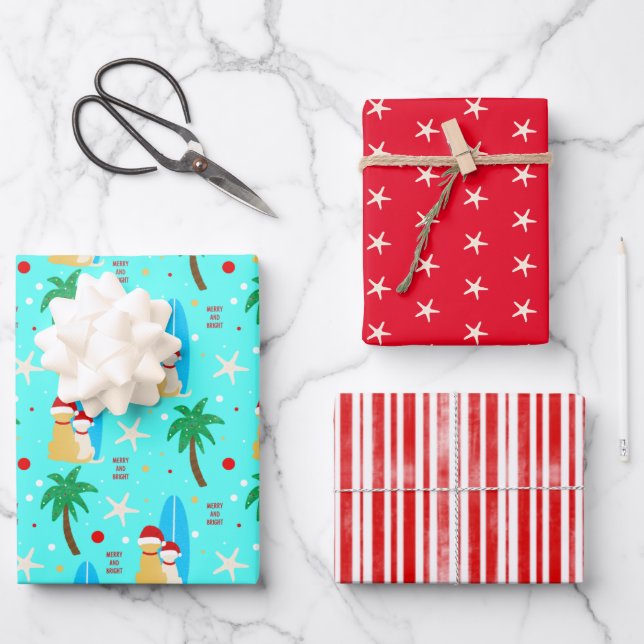 Weihnachts-Weihnachtslieder Hunde Geschenkgutschei Geschenkpapier Set (Vorderseite)