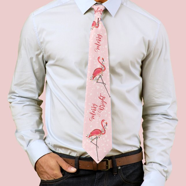 Weihnachts-Weihnachtslieder strahlt fröhlich und h Krawatte (Pink flamingos neck tie.)
