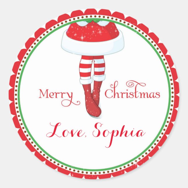 Weihnachts-Weihnachtsmädchen bevorzugen Goodie-Tas Runder Aufkleber (Vorderseite)