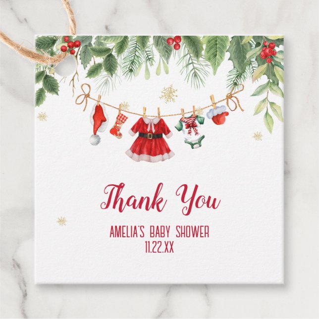 Weihnachts-Weihnachtsmädchen-Kleidung Kinderdusche Geschenkanhänger (Vorderseite)