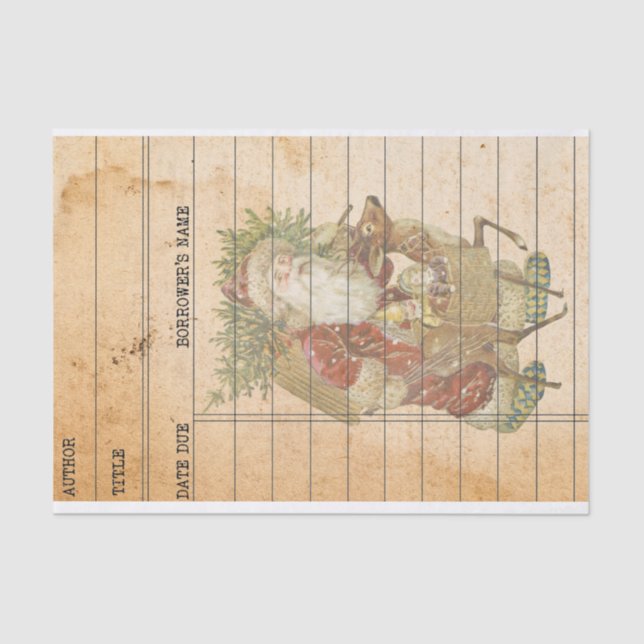 Weihnachts Weihnachtsmann-Claus RentierLibrary-Kar Seidenpapier (Vorderseite)