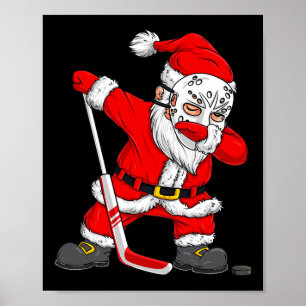 Weihnachts Weihnachtsmann-Dabbing Hockey Player Bo Poster