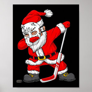 Weihnachts Weihnachtsmann-Dabbing Hockey Player Bo Poster