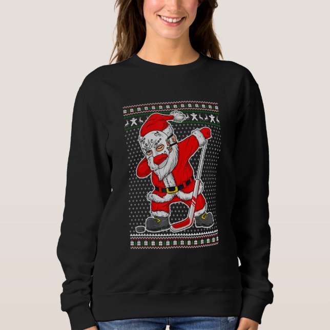 Weihnachts Weihnachtsmann-Dabbing Hockey Player Bo Sweatshirt (Vorderseite)