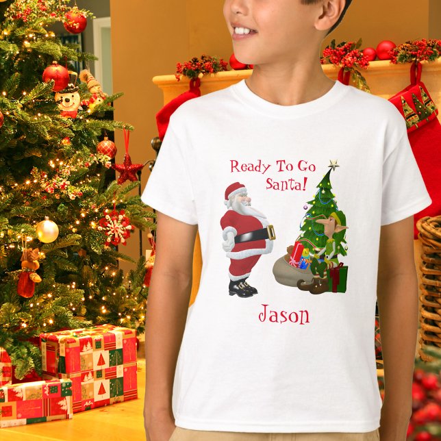 Weihnachts-Weihnachtsmann-Elf-Kind Name T-Shirt (Funny Christmas Santa Elf Child's Name T-Shirt)