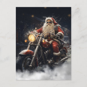 Weihnachts-Weihnachtsmann fährt Motorrad Postkarte