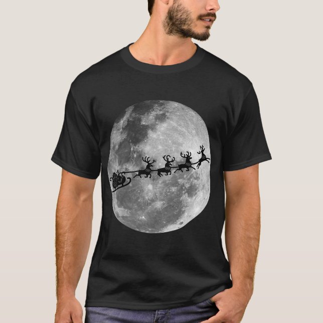 Weihnachts-Weihnachtsmann fliegt über den Mond T-Shirt (Vorderseite)