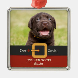 Weihnachts-Weihnachtsmann-Foto und Name Custom Ornament Aus Metall