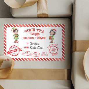 Weihnachts-Weihnachtsmann gibt Nordpol-Lieferung Rechteckiger Aufkleber