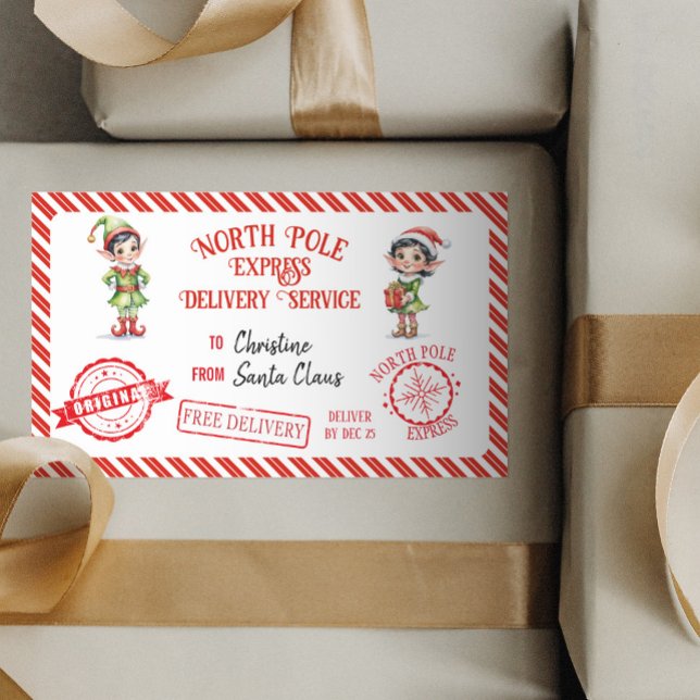 Weihnachts-Weihnachtsmann gibt Nordpol-Lieferung Rechteckiger Aufkleber (Von Creator hochgeladen)