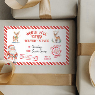 Weihnachts-Weihnachtsmann gibt Nordpol-Lieferung Rechteckiger Aufkleber