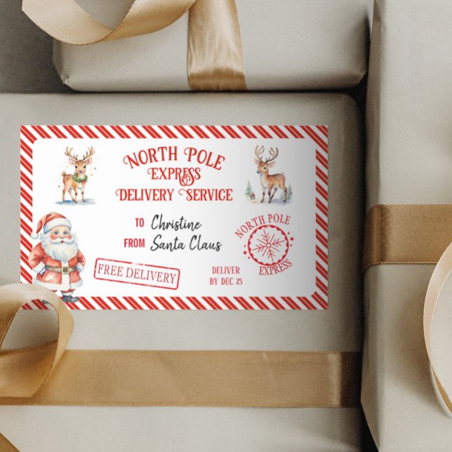 Weihnachts-Weihnachtsmann gibt Nordpol-Lieferung Rechteckiger Aufkleber (Von Creator hochgeladen)