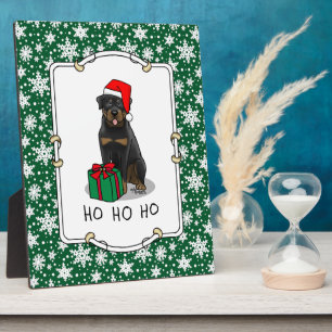Weihnachts Weihnachtsmann Hat Rottweiler Dog Funny Fotoplatte