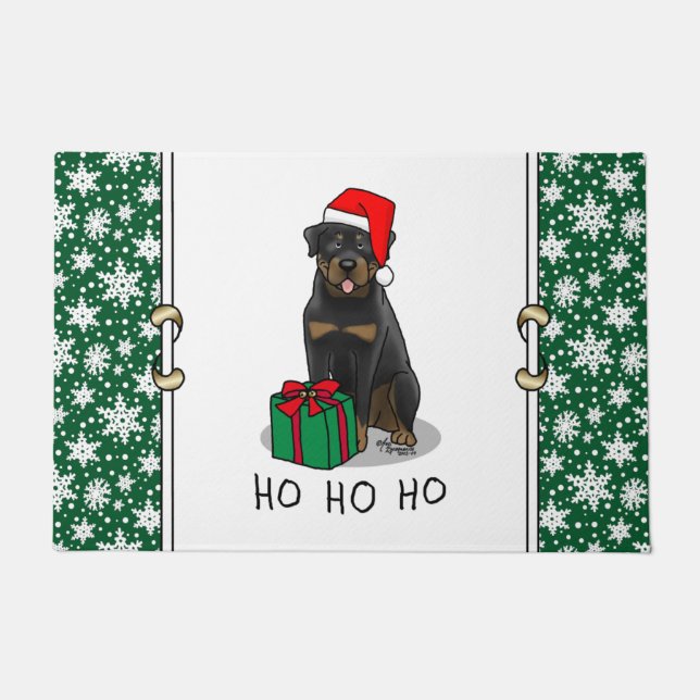 Weihnachts Weihnachtsmann Hat Rottweiler Dog Funny Fußmatte (Vorderseite)