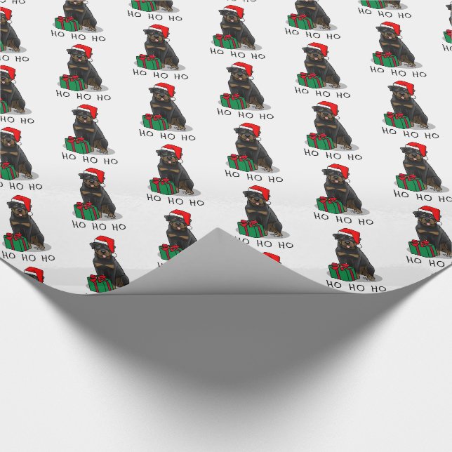 Weihnachts Weihnachtsmann Hat Rottweiler Dog Funny Geschenkpapier (Ecke)