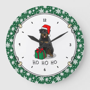 Weihnachts Weihnachtsmann Hat Rottweiler Dog Funny Große Wanduhr