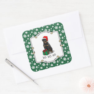 Weihnachts Weihnachtsmann Hat Rottweiler Dog Funny Quadratischer Aufkleber