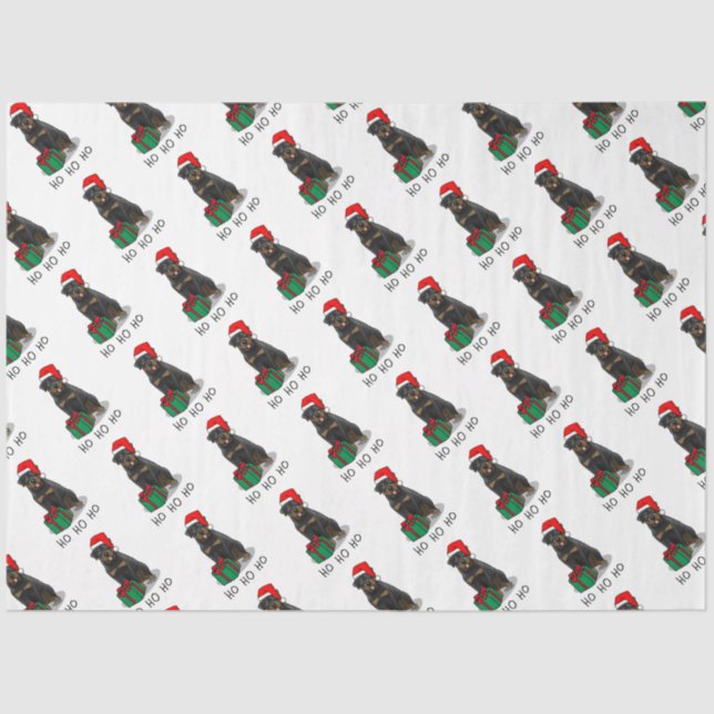 Weihnachts Weihnachtsmann Hat Rottweiler Dog Funny Seidenpapier (Vorderseite)