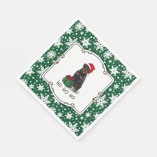 Weihnachts Weihnachtsmann Hat Rottweiler Dog Funny Serviette (Ecke)