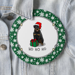 Weihnachts Weihnachtsmann Hat Rottweiler Hund Nied Button