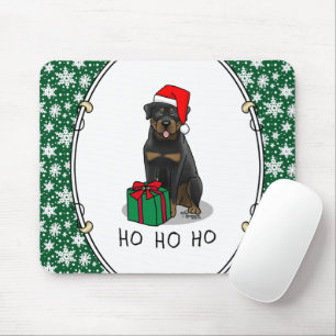 Weihnachts Weihnachtsmann Hat Rottweiler Hund Nied Mousepad