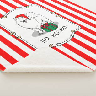 Weihnachts Weihnachtsmann Hat Samoyed Hund Niedlic Sherpadecke