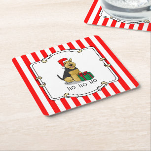 Weihnachts Weihnachtsmann Hat Welsh Terrier Dog Ni Rechteckiger Pappuntersetzer