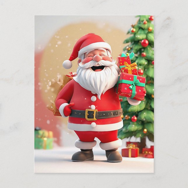 Weihnachts-Weihnachtsmann-Holding-Präsenz Postkarte (Vorderseite)