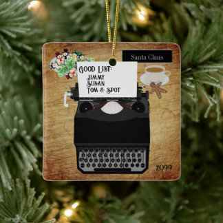 Weihnachts-Weihnachtsmann in der guten Liste Vinta Keramikornament