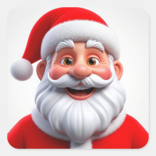 Weihnachts-Weihnachtsmann in Red Hat lächeln Quadratischer Aufkleber