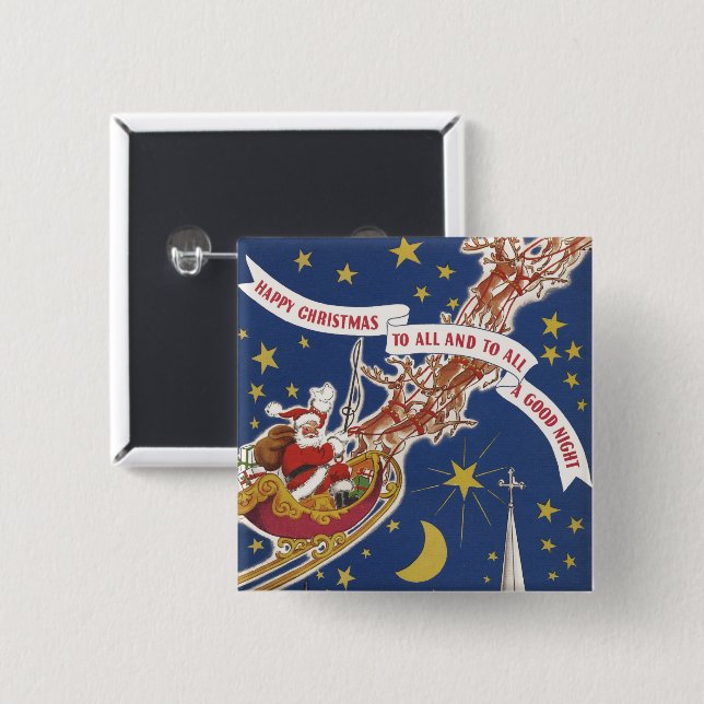 Weihnachts-Weihnachtsmann mit Rentier Button (Vorne & Hinten)