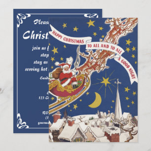 Weihnachts-Weihnachtsmann mit Rentier Einladung