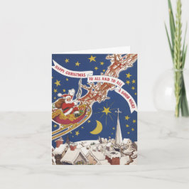 Weihnachts-Weihnachtsmann mit Rentier Feiertagskarte